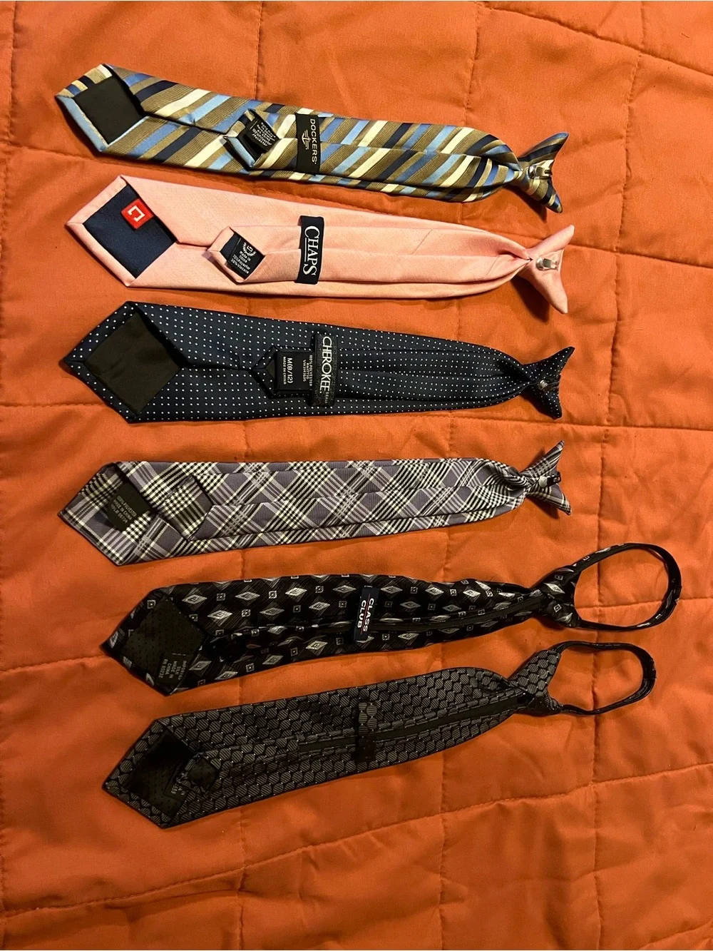 Mixed youth Tie Lot - Blue, Pink, Black, Gray Plaid & Patterned Neckties